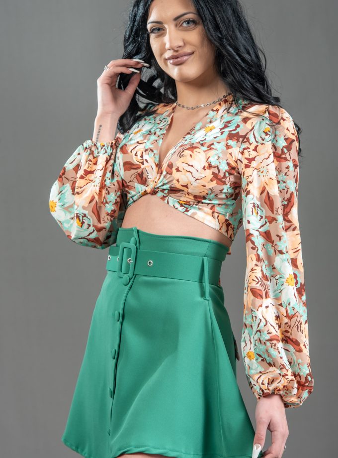 Marvak.gr- Crop top floral κρουαζέ Ρούχα