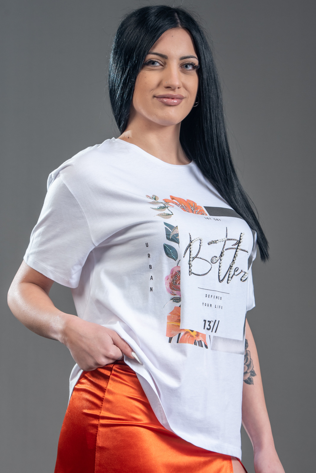 Marvak.gr- Τ-shirt στάμπα με πέρλες Ρούχα